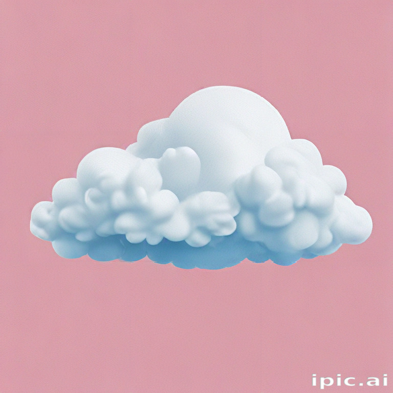 Fluffy White Cloud Floating Gracefully Against a Soft Pink Background