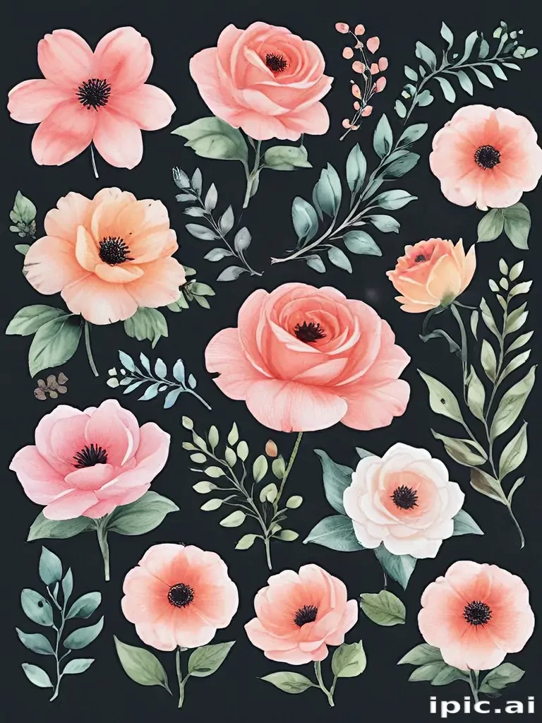watercolor flowers clipart