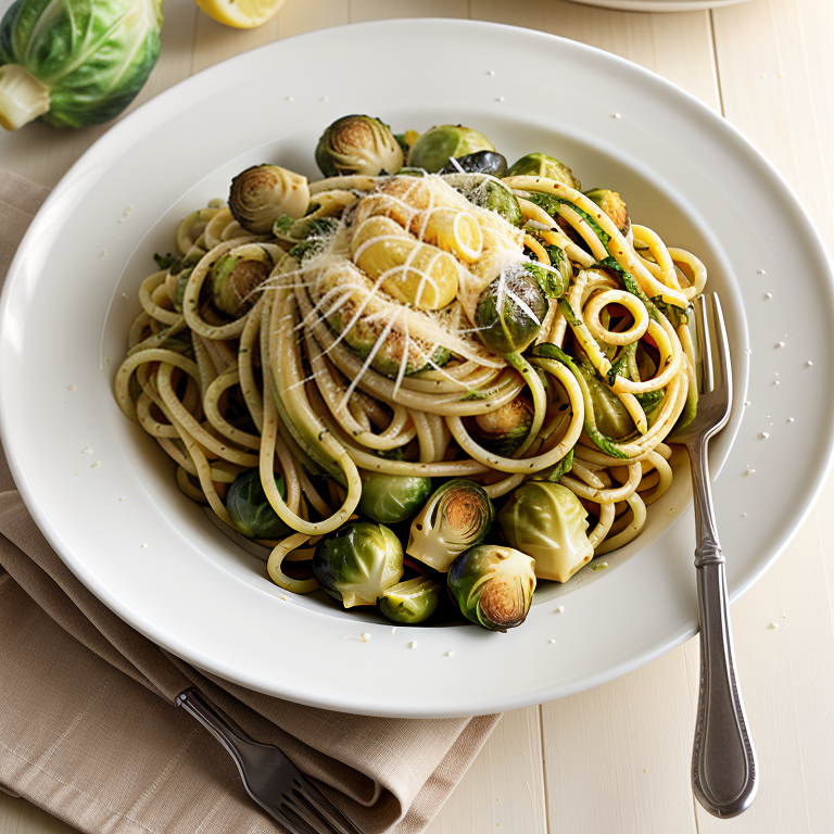 lemony spaghetti with brussels sprouts