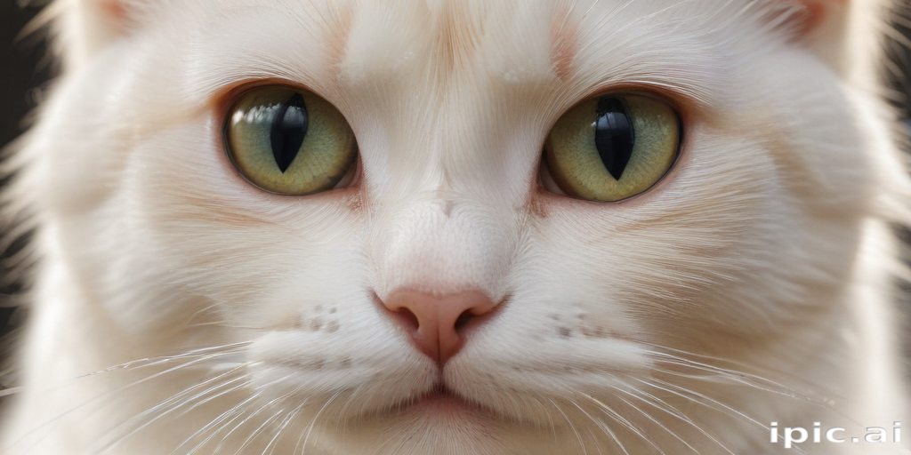 A Close-Up Portrait of a Majestic White Cat with Striking Green Eyes