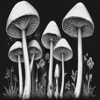 mushroom clip art black and white