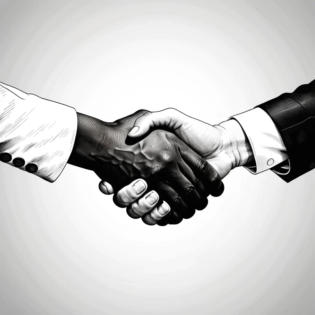 handshake black and white