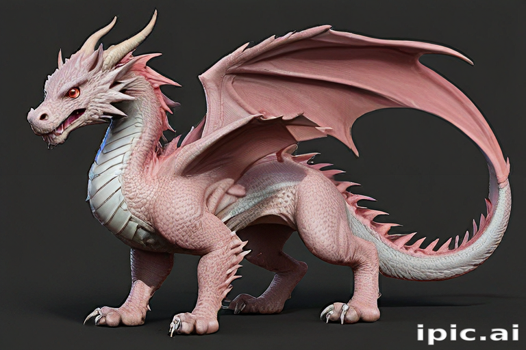 Majestic Pink Dragon with Imposing Wings and Fierce Expression in 3D ...
