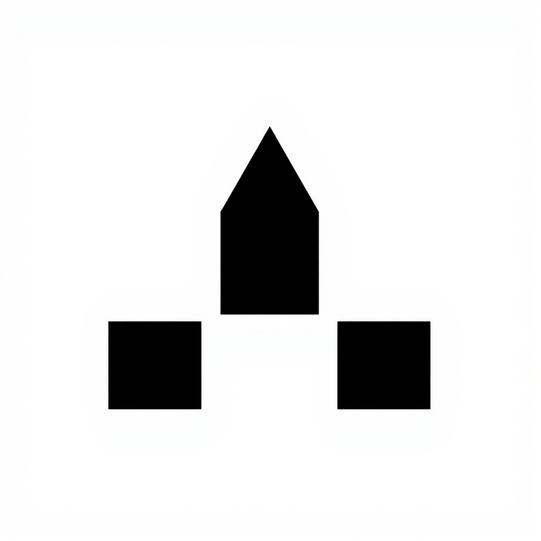 Generate an image of a minimalistic logo design featuring geometric shapes in black on a white background, using a DSLR camera, with a 50mm lens, aperture f/2.8, ISO 100, and natural lighting for enhanced clarity and detail.