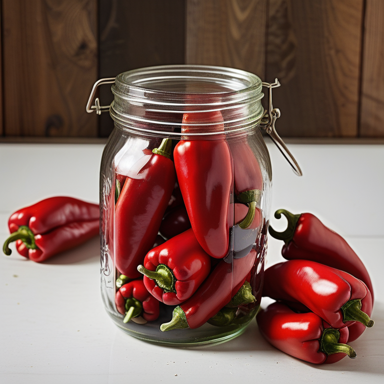 red peppers in a jar