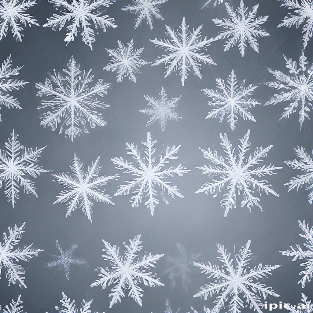 Delicate Snowflakes Gently Falling on a Soft Gray Winter Background