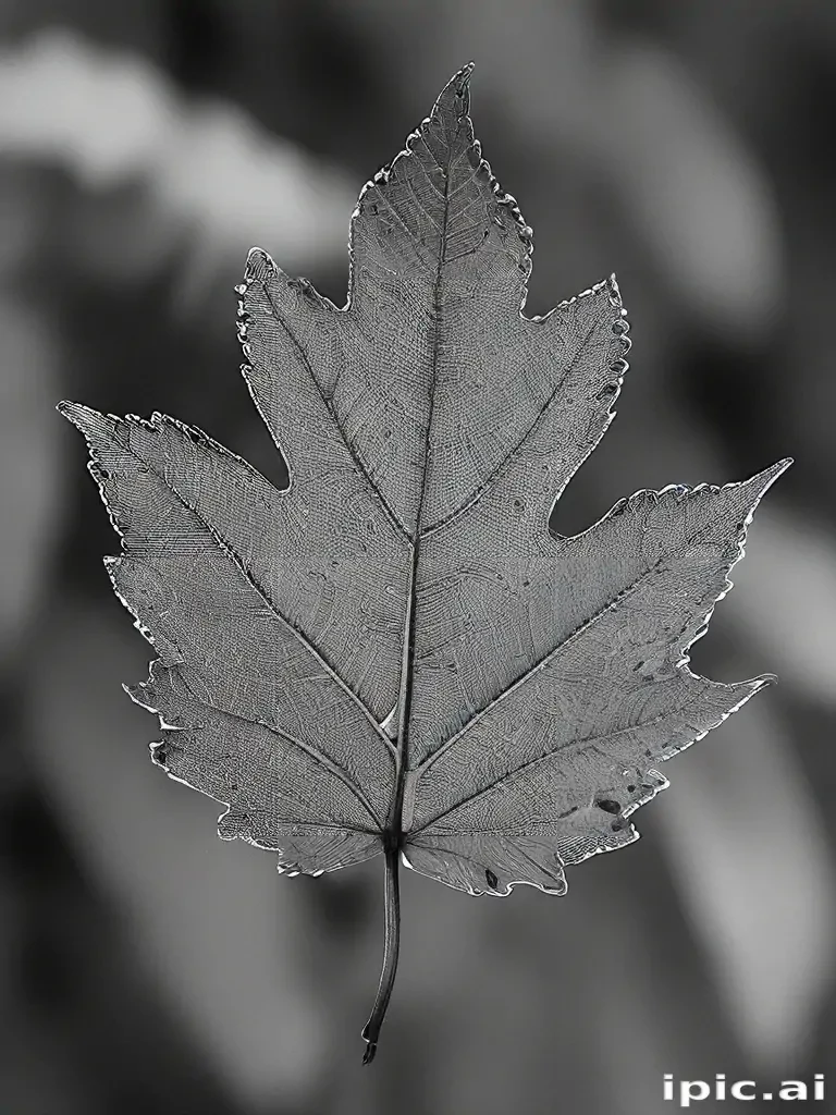 leaf in black and white