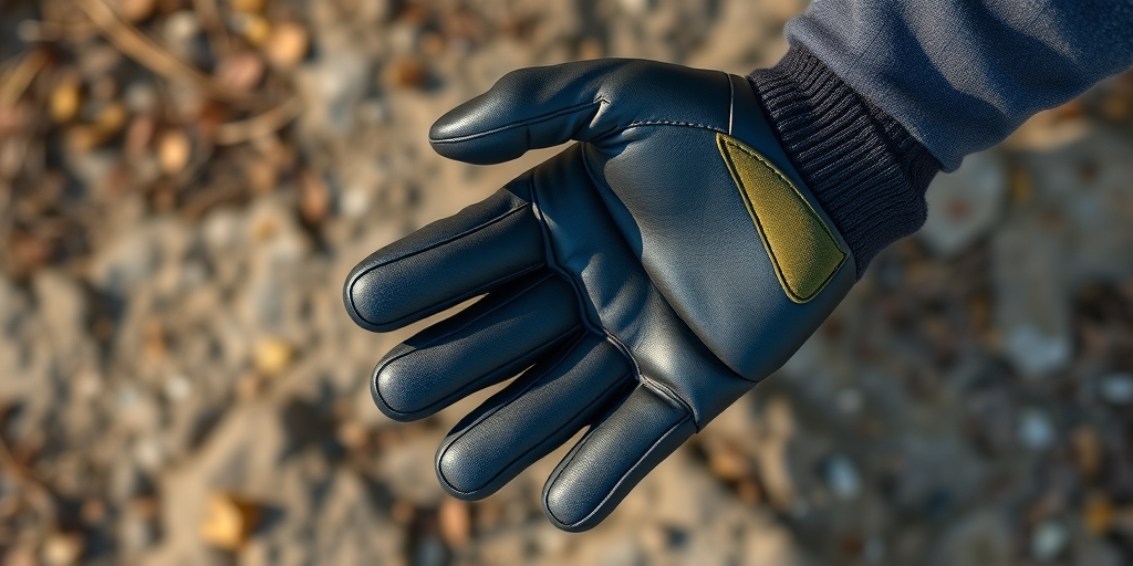 Generate a highly detailed illustration of a glove, using a DSLR camera with a 50mm lens, f/2.8 aperture, ISO 100, top-down view, natural lighting, and a soft focus background to enhance image quality.