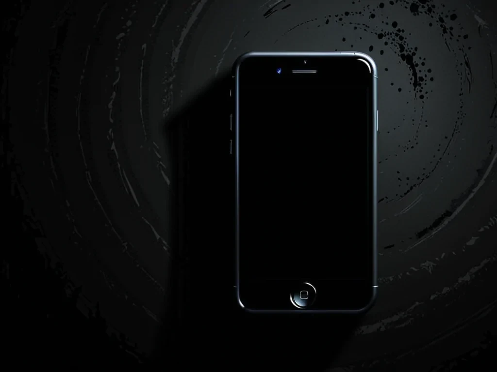 An Elegant Black Smartphone Resting on a Dark, Textured Surface