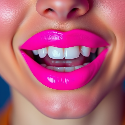 Playful neon pink lips with a high-shine finish, embodying youthful energy and exuberance, perfect for fun and vibrant makeup looks
