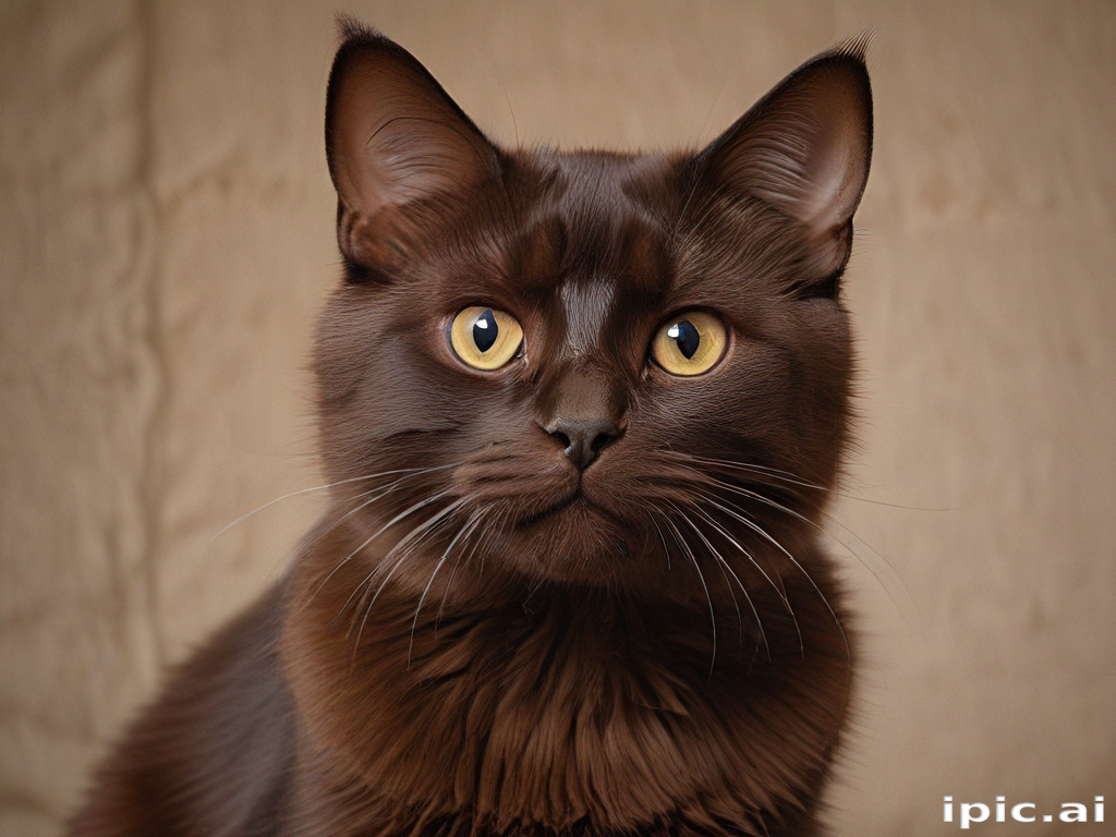 A Majestic Brown Cat with Striking Yellow Eyes Poses Elegantly for the ...