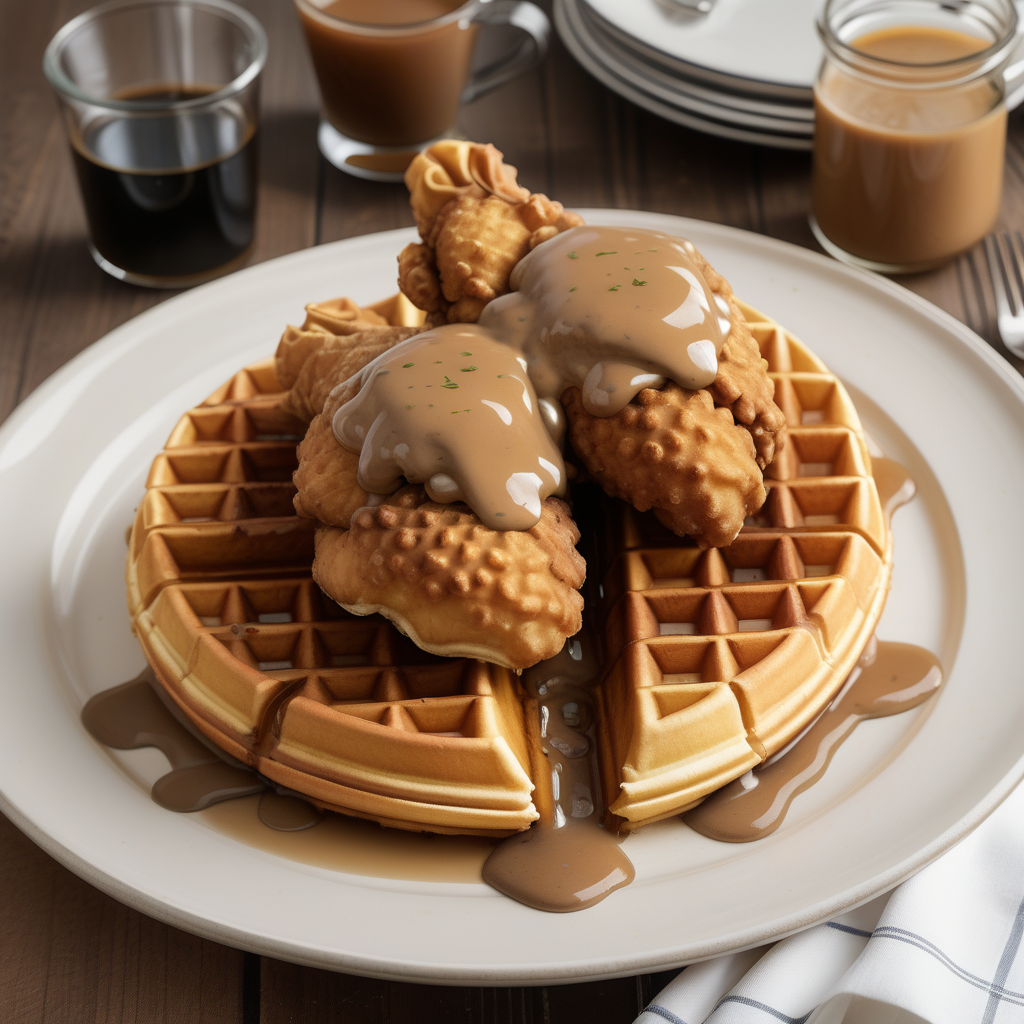 chicken and waffles with gravy