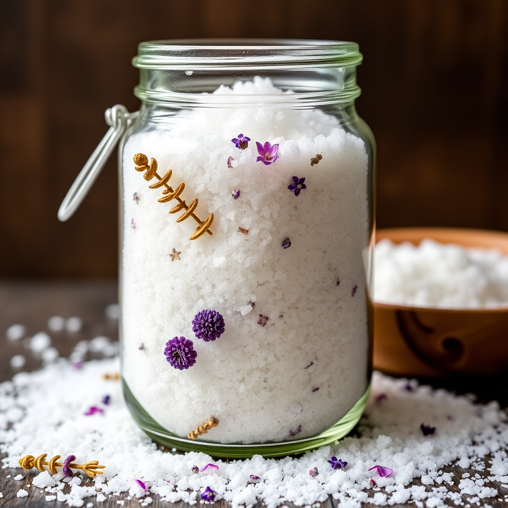 Image of a jar filled with aromatic bath salts