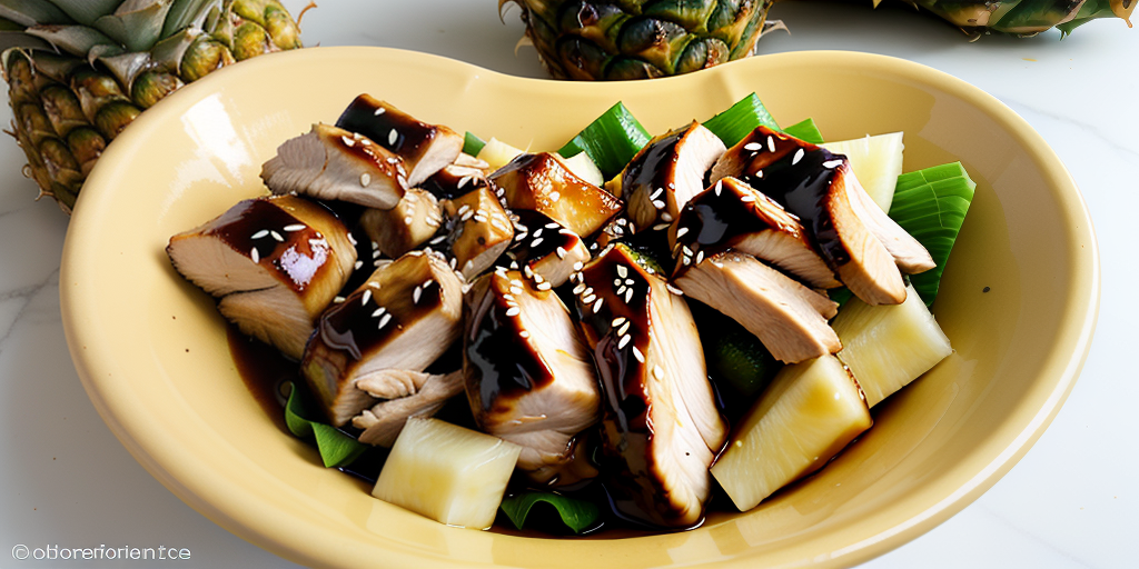 teriyaki chicken in a pineapple bowl