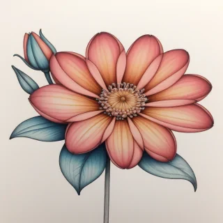 flower drawing with color
