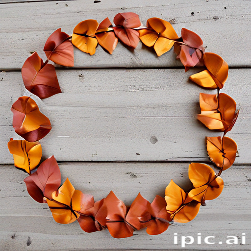 Beautiful Autumn Leaf Wreath Decorated with Vibrant Orange and Brown Leaves