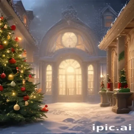 Charming Winter Scene Featuring a Decorated Christmas Tree and Snowy ...