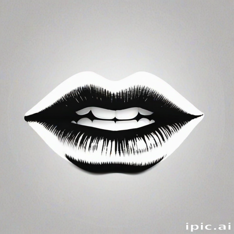 lips clipart black and white