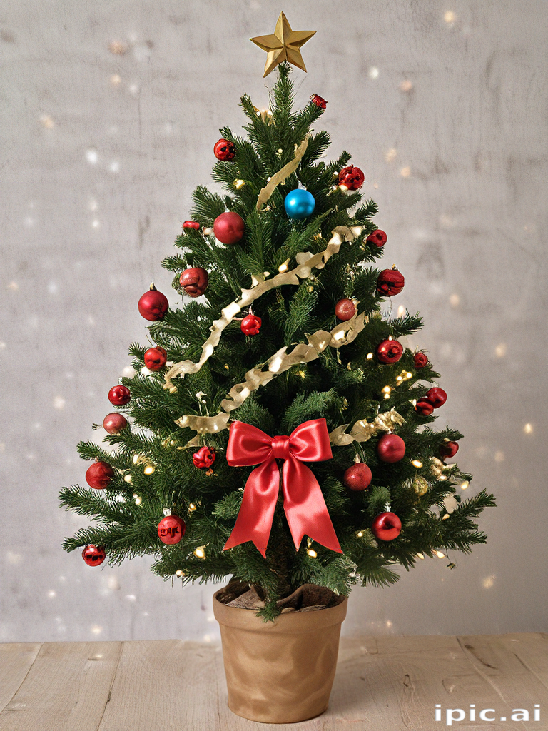 Festively Decorated Christmas Tree with Ornaments and Twinkling Lights