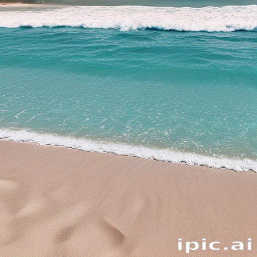 Tranquil Beach Scene with Gentle Waves Lapping at Soft Sandy Shore