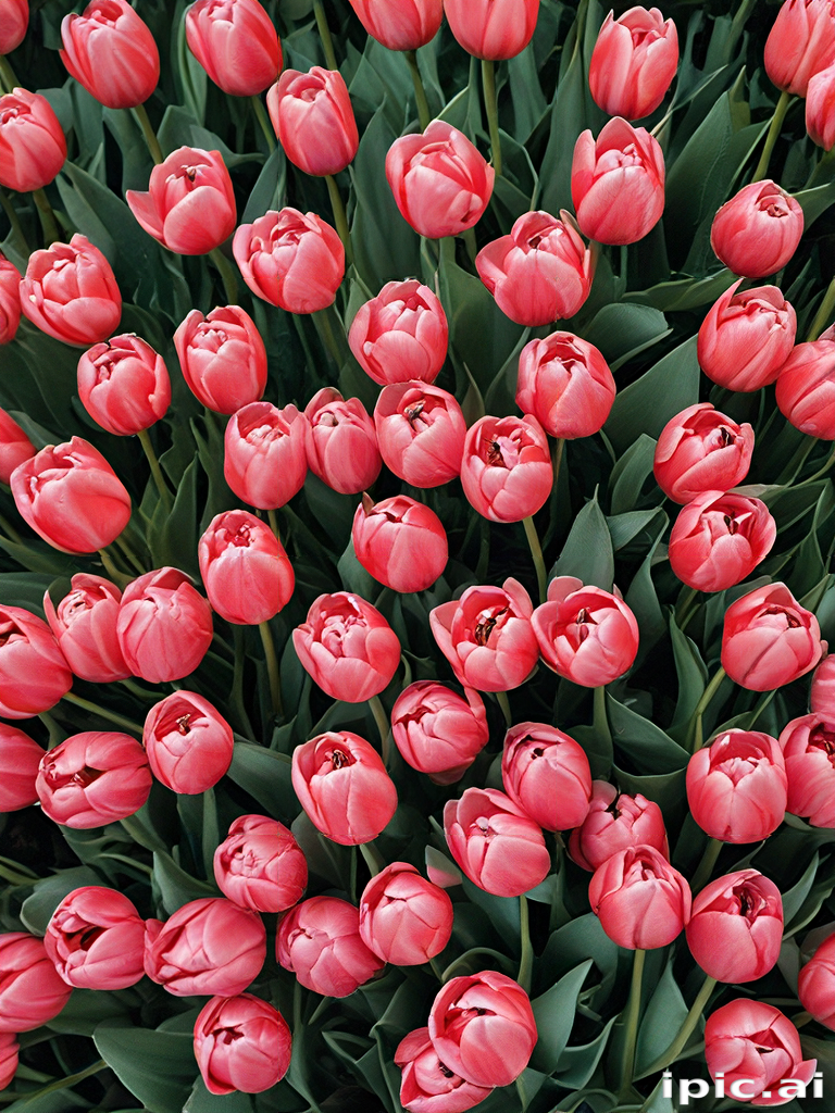 Vibrant Pink Tulips Blooming Together in a Beautiful Garden Setting.
