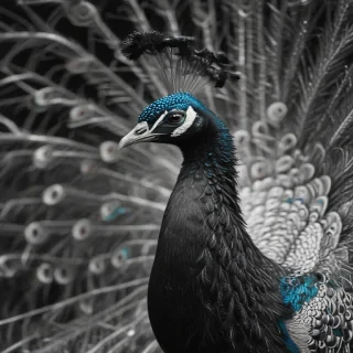 peacock black and white