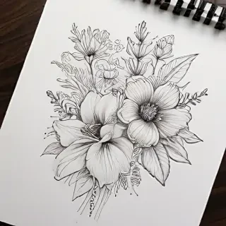 line work flowers