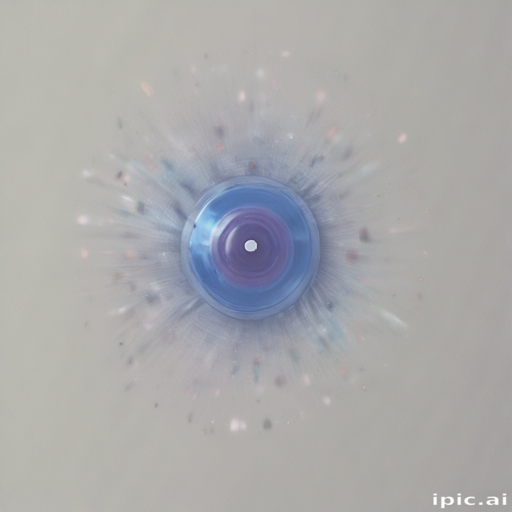 Vibrant Blue Circular Object Surrounded by a Burst of Light and Color