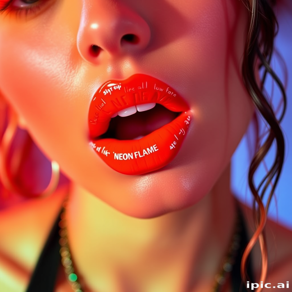 Daring "Neon Flame" lip ink provides an electrifying orange-red hue with incredible staying power, ideal for making a bold statement at concerts and festivals