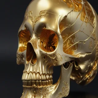 transparent gold skull