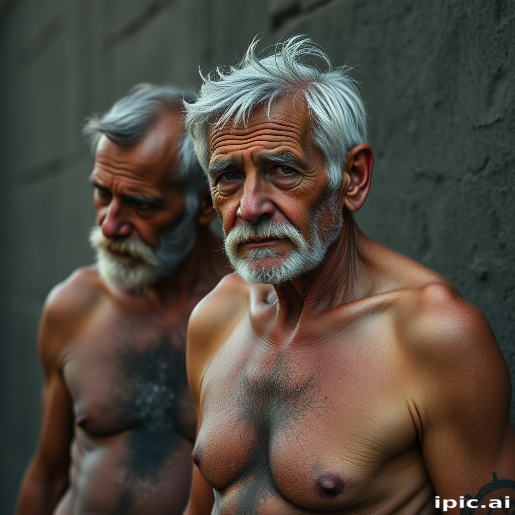 shirtless old men