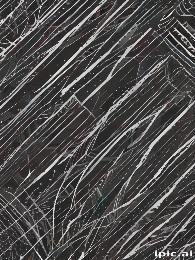Abstract Black Background with Dynamic White Lines and Patterns Intertwined