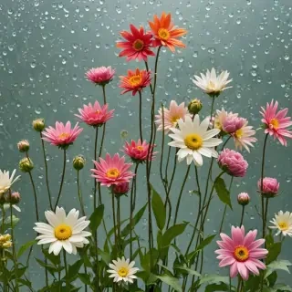 flowers behind glass wallpaper