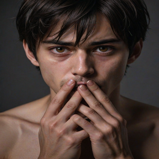 detailed edges, detailed image, perfection style, A cinematic detailed image of a surprised man covering his mouth with his hand in fear, movie themed, sharp, detailed background, epic cinematic photography, artistic style, dramatic light style, cinematic color style, Kodak 35mm film style, detailed style, hand focus style, 1girl, looking at viewer, black hair, 1boy, brown eyes, male focus, solo focus, blurry, black eyes, lips, fingernails, pov, black background, close-up, veins, realistic, pov hands, dark, hand on another's face, solo, simple background, tears, portrait, short hair, eye focus, eren yeager