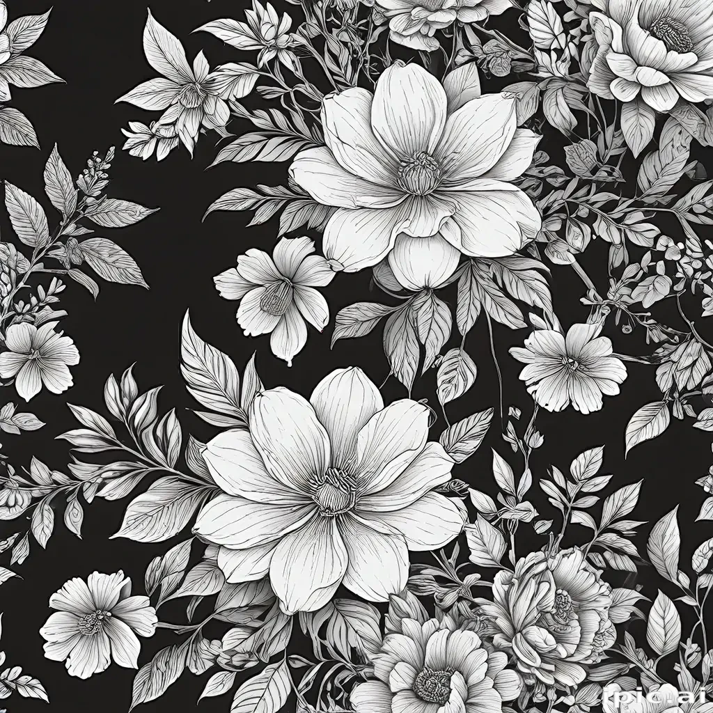 floral line art