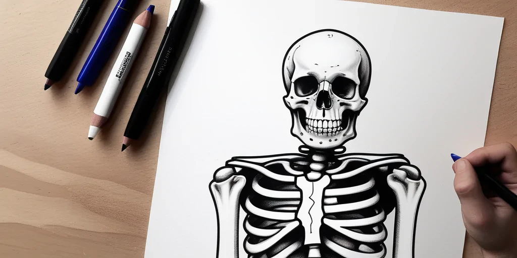creative skeleton drawing art