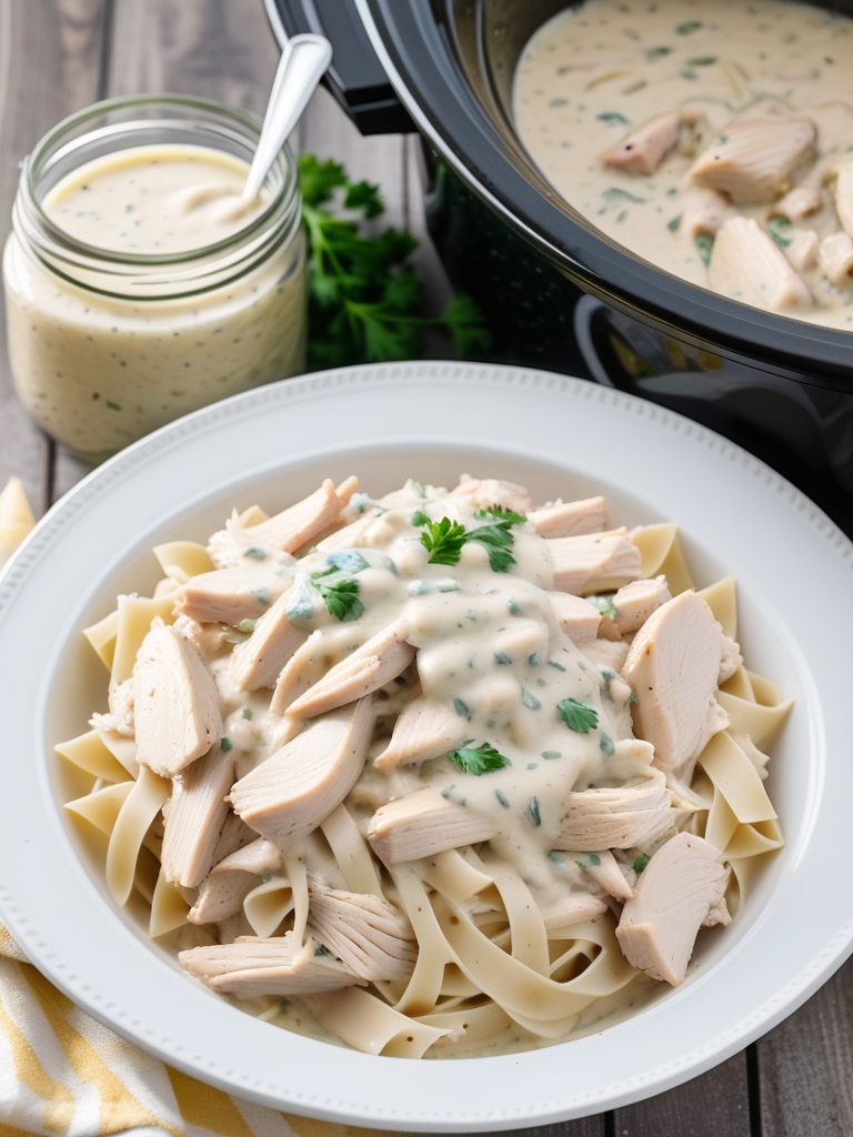 crockpot chicken alfredo with jar sauce
