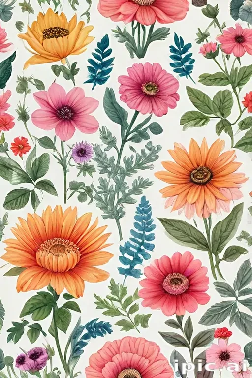 drawings of flowers in color