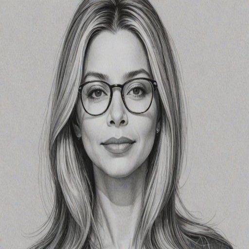 Pleasing Mira Sorvino, pencil sketch, portrait of Gorgeous woman 1962s in glasses, hair style beatnik, outline, clear lines, fine lines, 8k