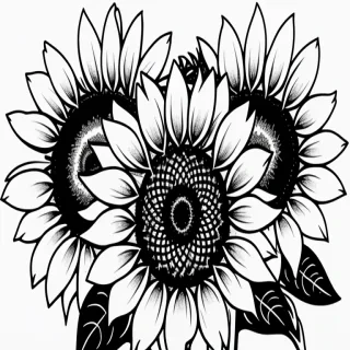 clip art sunflower black and white