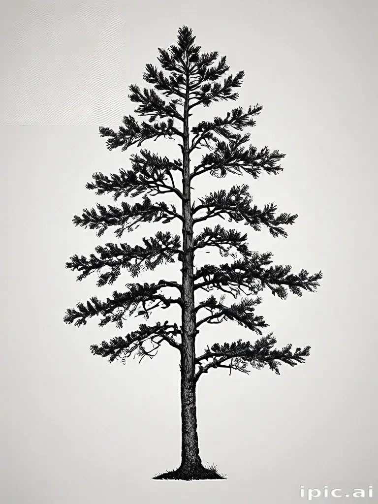 black and white pine tree clipart