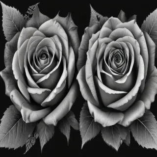 roses clipart black and white