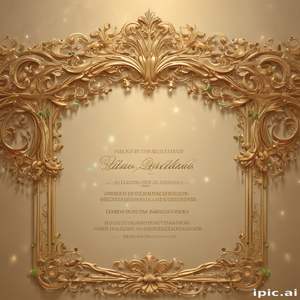 Unveiling Frame Elegant Golden Frame with Decorative Elements for Special Announcement ...