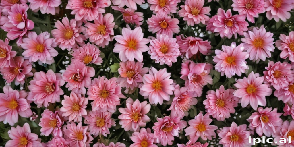 A Vibrant Display of Pink Flowers in Full Bloom Across the Garden.