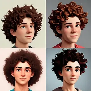 popular male cartoon characters with curly hair