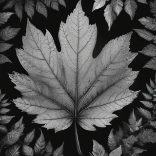 clipart of leaf black and white