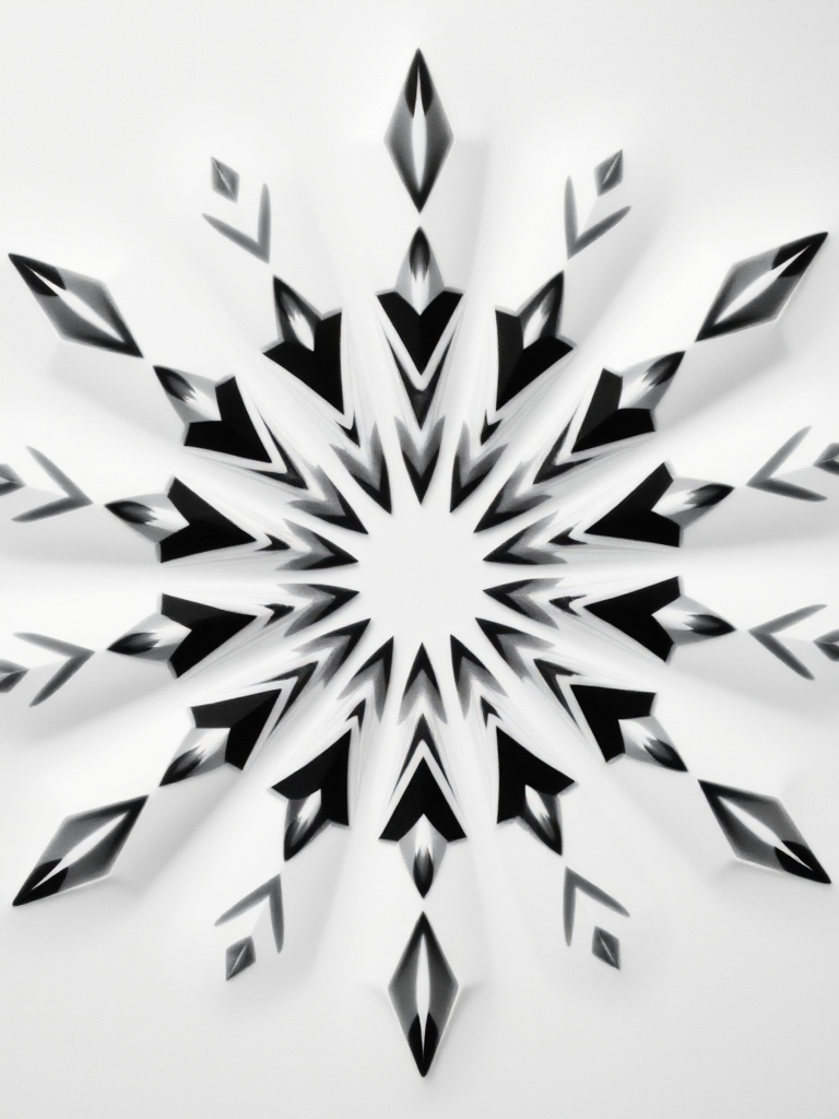 pattern design of symmetrical star shapes in black and white, high resolution, shot with a DSLR camera, f-stop 8, ISO 100, 50mm lens, top-down view, studio lighting, minimalistic style