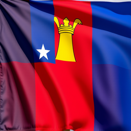 Create a high-resolution image of the flag of Sint Maarten, using a DSLR camera with a 50mm lens, aperture set to f/8, ISO 100, in natural light, capturing a sharp, detailed, and vibrant representation.
