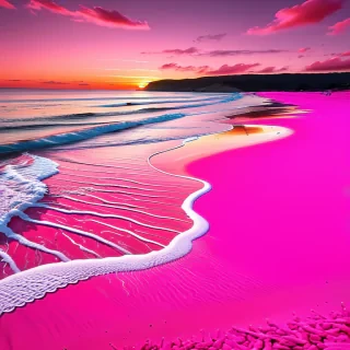 pink beach sunset