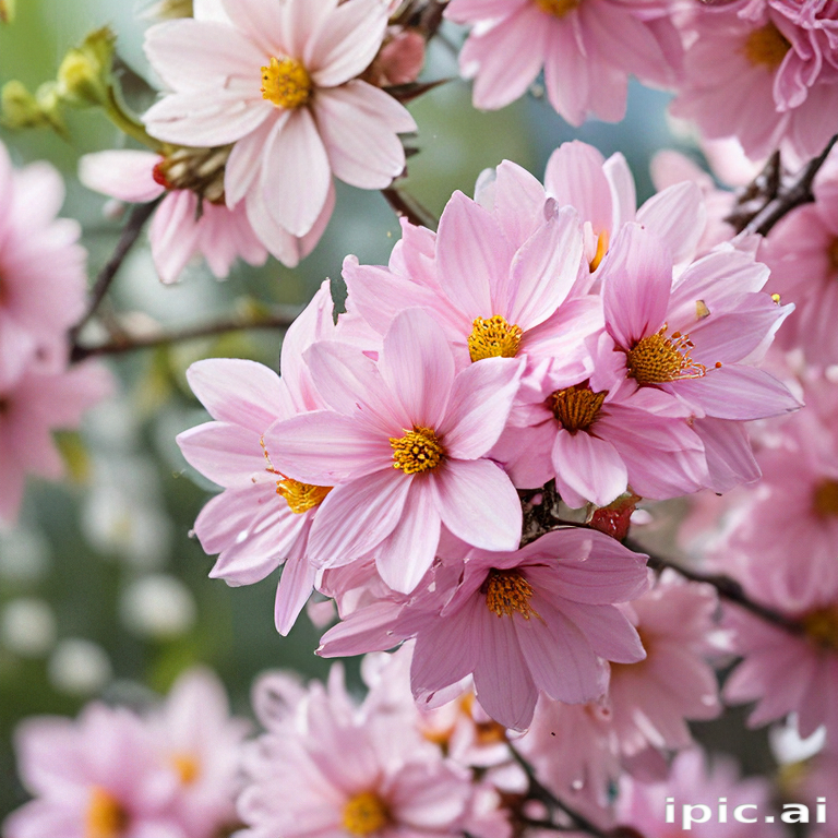 Delicate Pink Flowers Blooming Beautifully in a Lush Green Garden